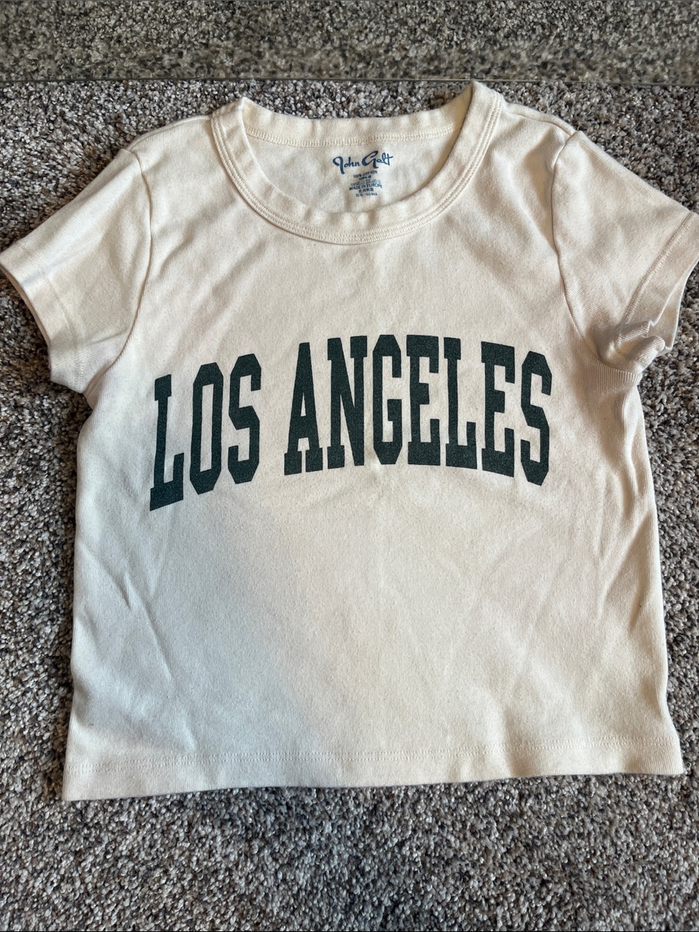 Brandy Melville Cream Tee with Dark Green "Los Angeles" Print